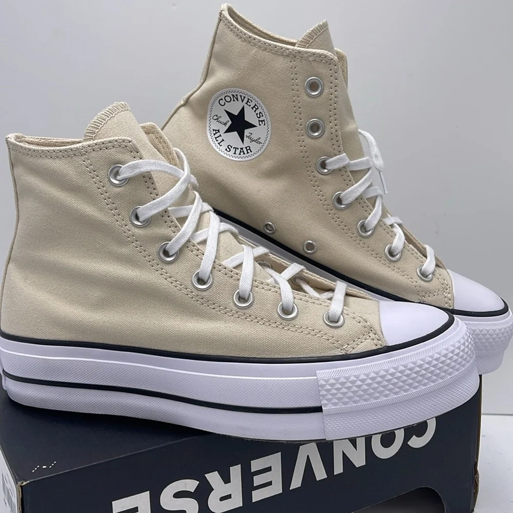 Converse WMNS Cream High-Top Platform Sneakers A08214F CTAS LIFT HI NATURAL IVOR